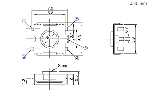 alps按鍵開(kāi)關(guān)SKHUPME010參考圖紙 alps按鍵開(kāi)關(guān)SKHUPME010參考圖紙